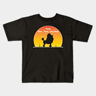 Poodle Dog Breed Traits Silhouette Sunset Scene Kids T-Shirt